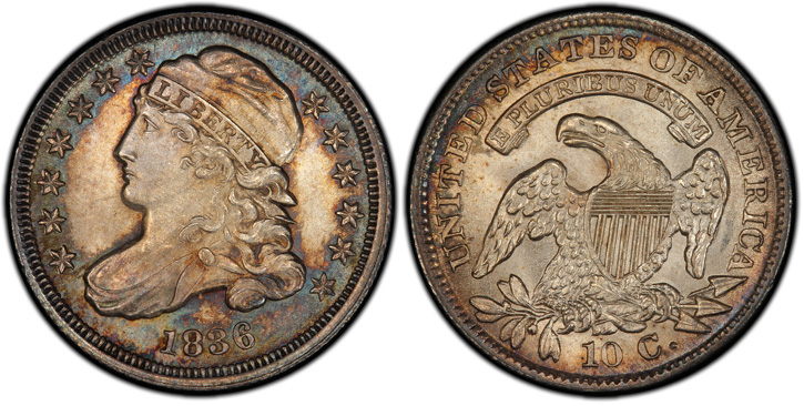 1836 Capped Bust Dime. JR-3. MS-65 (PCGS).
